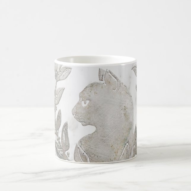 Caneca De Café Le Chat d'Argent Carrara Mármore & Efeito Prata (Centro)