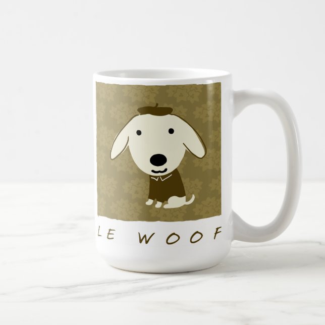 Caneca De Café Le Woof Cute Puppy Dog (Direita)