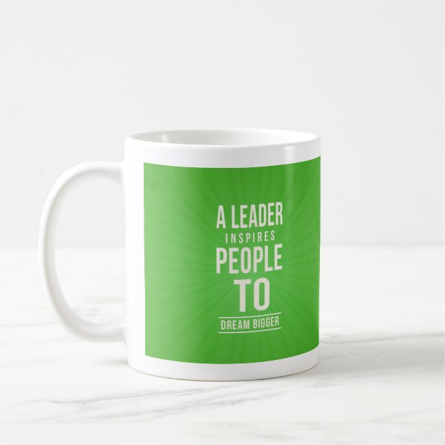 Caneca De Café Leader mug - green with quote (Esquerda)