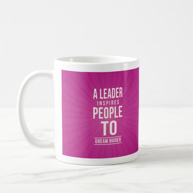 Caneca De Café Leader mug - pink with quote (Esquerda)