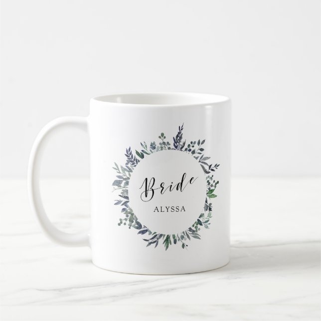 Caneca De Café Leafy Watercolor | Noiva (Esquerda)
