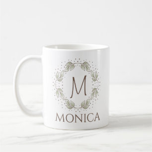Caneca De Café Leafy Wreath Com Monograma E Nome