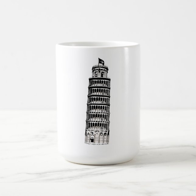 Caneca De Café Leaning Tower of Pisa Line Art Illustration (Centro)