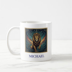 Caneca De Café Leão Azul Zodíaco Celestial