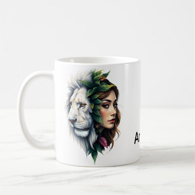 Caneca De Café Leão Branco e Mulher (Esquerda)