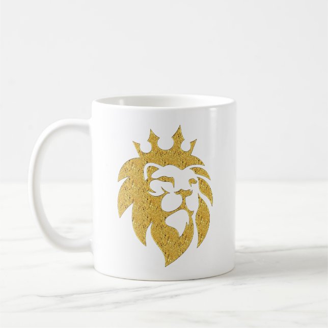 Caneca De Café Leão com Coroa - Estilo Dourado 1 (Esquerda)