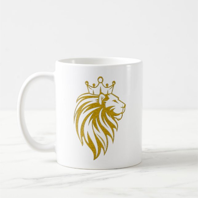 Caneca De Café Leão com Coroa - Estilo Dourado 2 (Esquerda)
