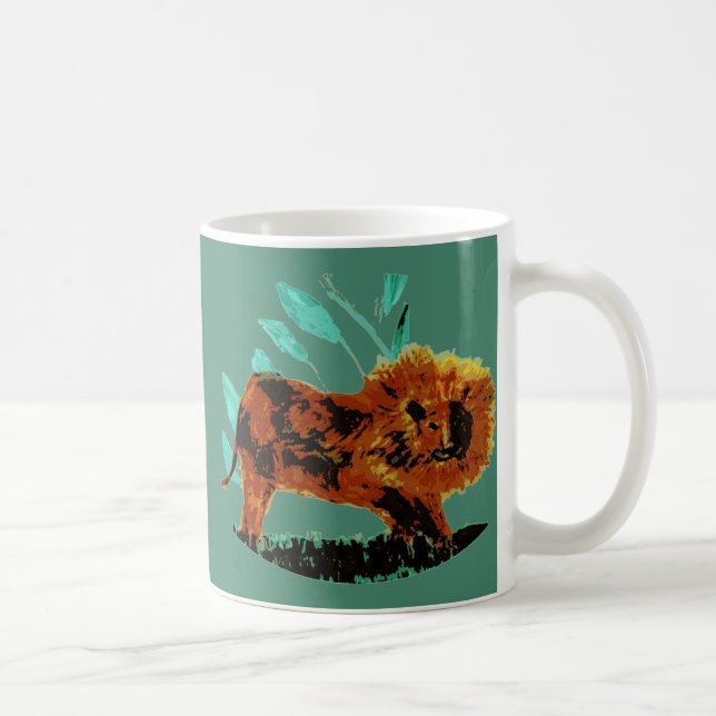 Caneca De Café Leão de Arte Animal Selvagem (Direita)