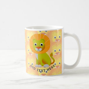 Caneca De Café Leão De Bebê Bonito Por Todo O Padrão De Impressão