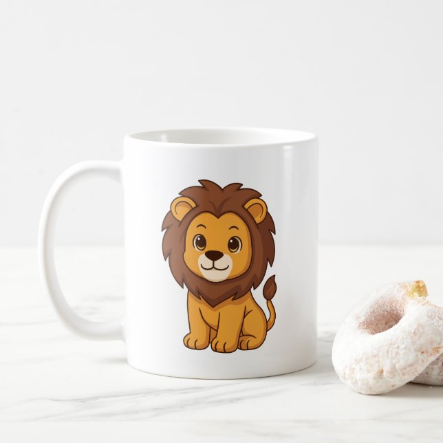 Caneca De Café Leão de desenho animado fofo (Com Donut)