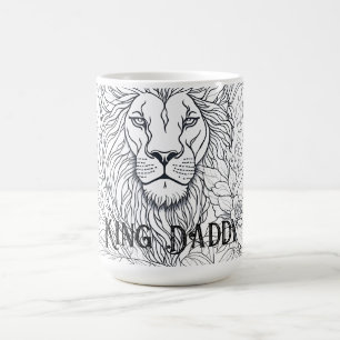 Caneca De Café Leão de Desenho com Pai Rei Flores, Padre Boho