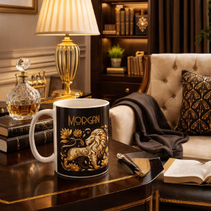 Caneca De Café Leão Dourado Majestoso