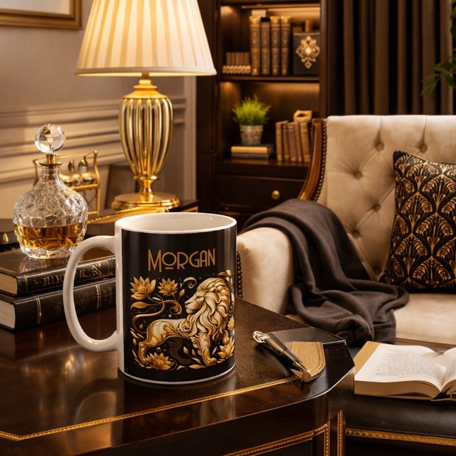 Caneca De Café Leão Dourado Majestoso (Criador carregado)