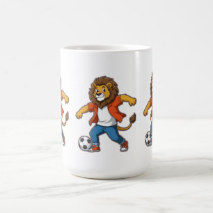 Caneca De Café Leão Driblando uma Bola de Futebol   Poder, Habili