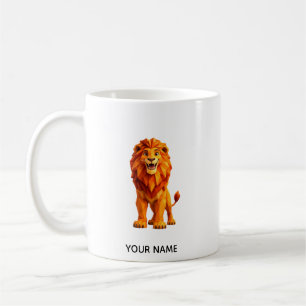 Caneca de Café Leão Geométrico Low Poly