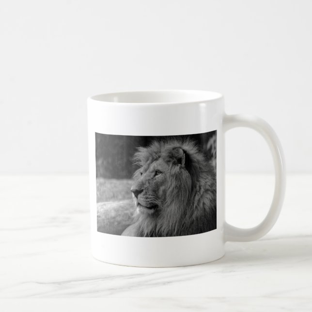 Caneca De Café Leão Negro e Branco - Animal Selvagem (Direita)