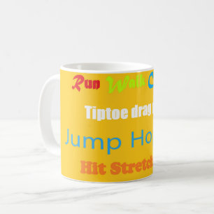 Caneca De Café Leap Salto Skip Lean Design de texto cores mistas