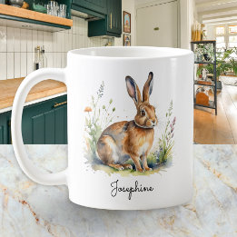 Caneca De Café Lebre Aquarela Campo Animais Selvagens Amante de A