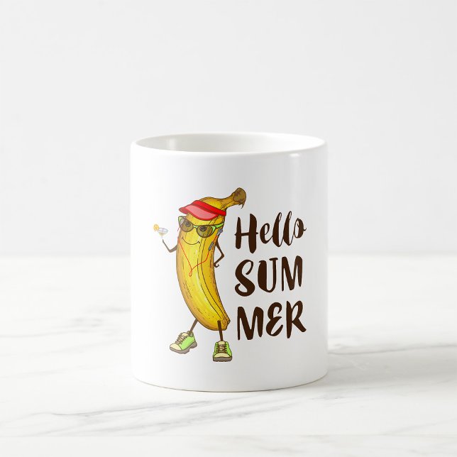 Caneca De Café Legal Banana Hello Summer Funny Fruta tropical (Criador carregado)