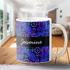 Caneca De Café Legal Boho Chic Retro Groovy Azul Roxo Hippie