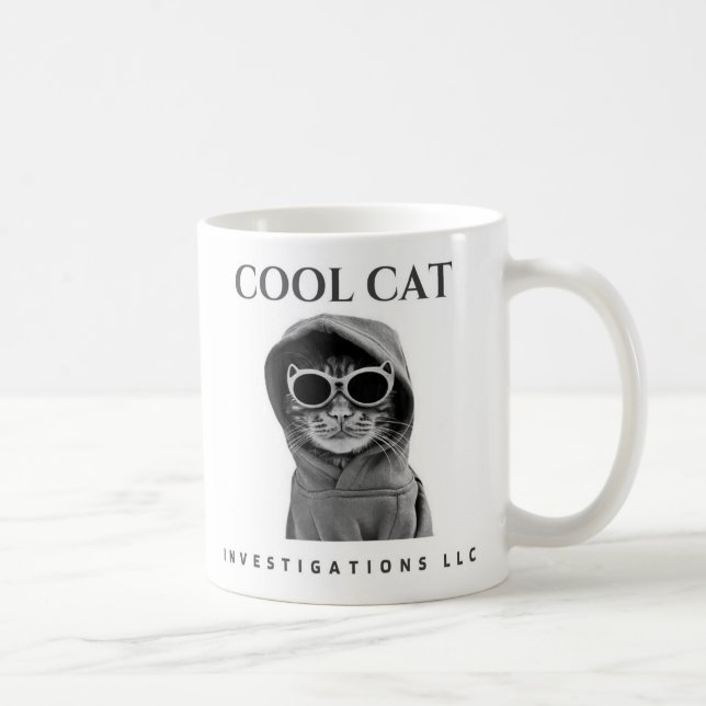 Caneca De Café Legal Cat Investigações LLC (preto/branco) (Direita)