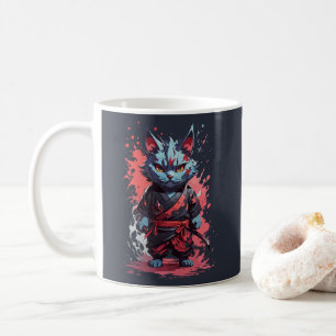 Caneca De Café Legal Cinza d'água Ninja Cat Warrior