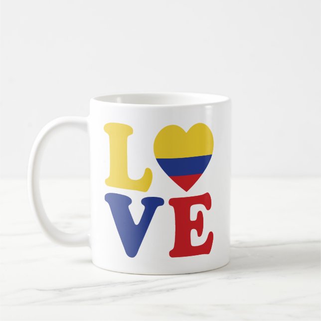 Caneca De Café Legal Colômbia Flag Love (Esquerda)