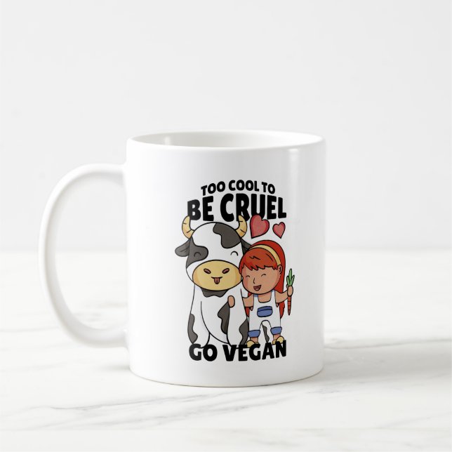 Caneca De Café legal demais para ser cruel ir a Vegan (Esquerda)