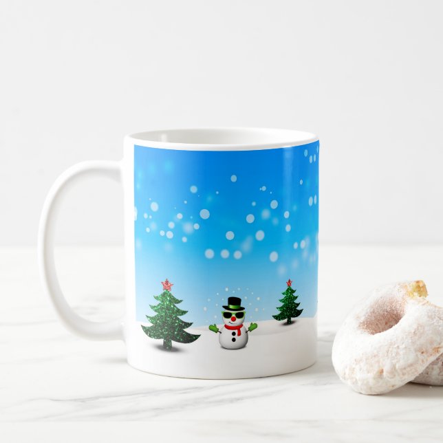 Caneca De Café Legal diversão Snowman Sparkly Árvores de Natal az (Com Donut)