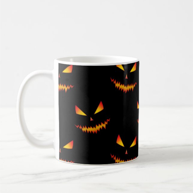 Caneca De Café Legal e assustador Jack O'Lantern encara o padrão  (Esquerda)