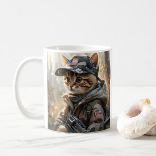 Caneca De Café Legal Gato de MAGA com Arma e Camuflagem AMÉRICA F