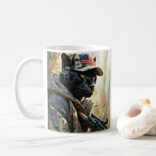 Caneca De Café Legal Gato de MAGA com Arma e Camuflagem Negra