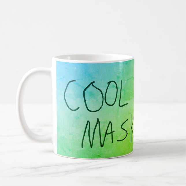Caneca De Café Legal Máscara Original Manuscrito Azul e Verde (Esquerda)