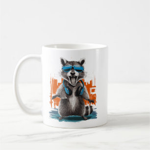 Caneca De Café Legal Raccoon com Fones de ouvido