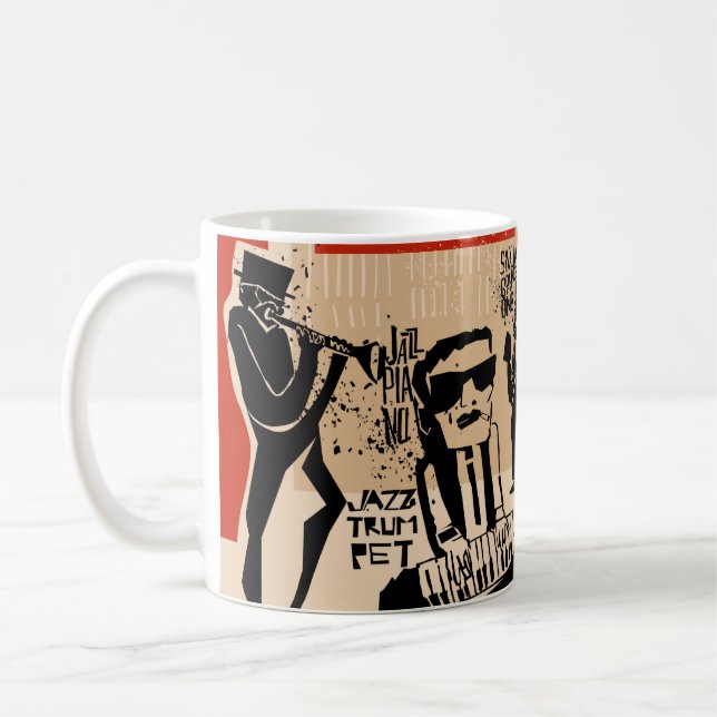 Caneca De Café legal safra de poster de jazz com trompete (Esquerda)