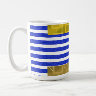 Caneca De Café Legal Stripes Azul Dourado Geométrico