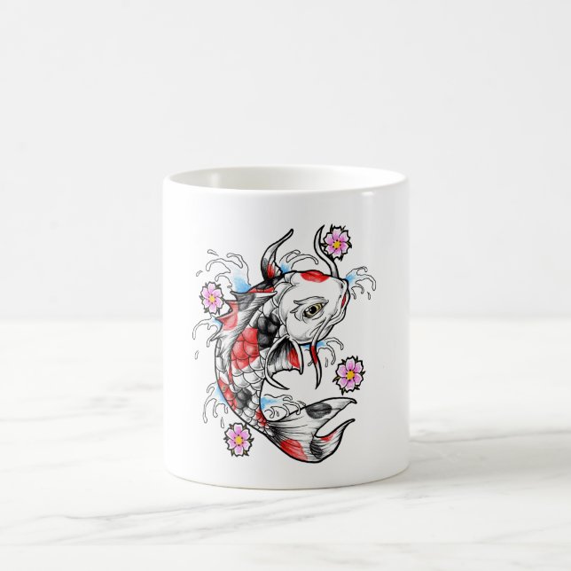 Caneca De Café Legal tatuagem de carpas brancas japonesas (Centro)