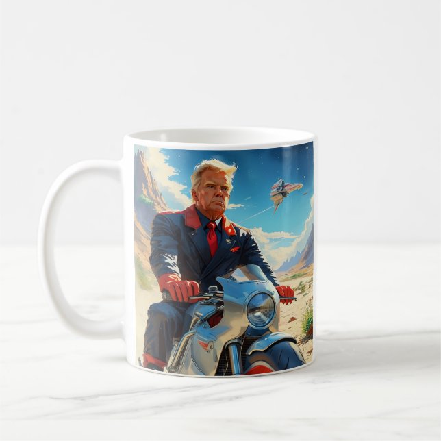 Caneca De Café legal Trump Motorcycle Alienígena Planet Spaceship (Esquerda)