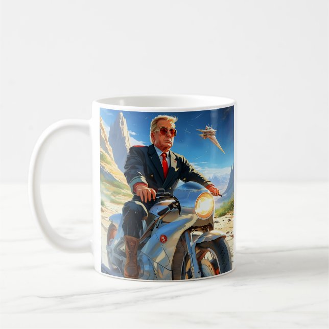 Caneca De Café legal Trump Motorcycle Alienígena Planet Spaceship (Esquerda)