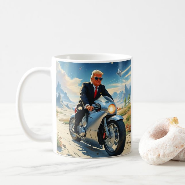 Caneca De Café legal Trump Motorcycle Alienígena Planet Spaceship (Com Donut)