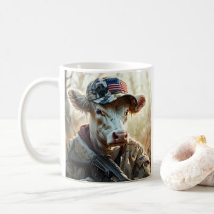 Caneca De Café Legal Vaca MAGA com Arma e Camuflagem AMÉRICA Cura