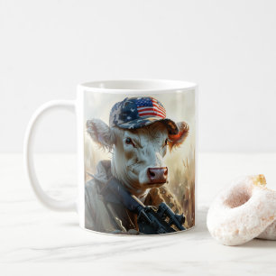 Caneca De Café Legal Vaca MAGA com Arma e Camuflagem AMÉRICA Cura