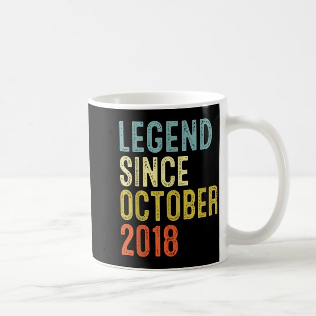 Caneca De Café Legend Since October 2018 7th Birthday 7 Year Old  (Direita)