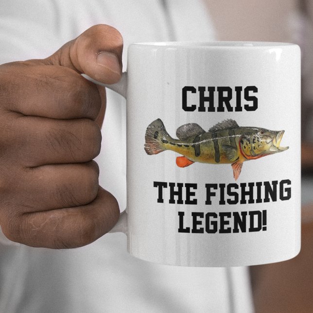 Caneca De Café Legenda Peacock Bass, nome engraçado: Pesca Legal (Criador carregado)