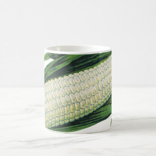 Caneca De Café Legumes de alimentos vintage Milho branco na espig
