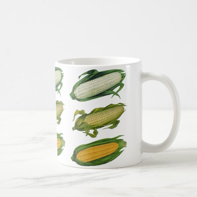 Caneca De Café Legumes Saudáveis de Comida Antiga, Milho Fresco n (Direita)