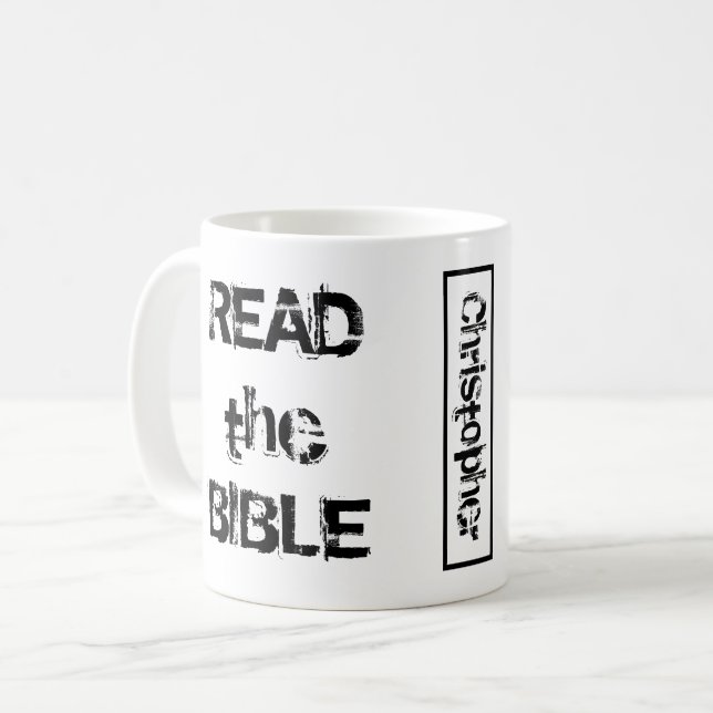 Caneca De Café Leia a Bíblia branca e preta (Frente Esquerda)
