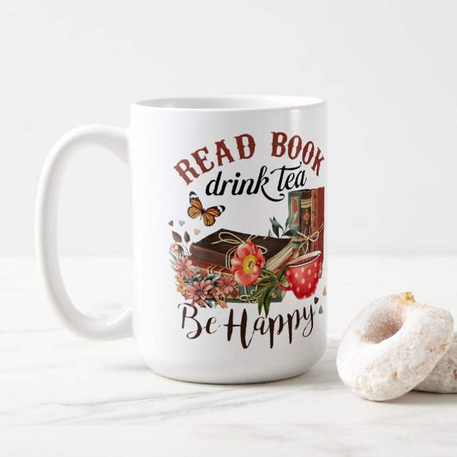 Caneca De Café Leia Livros, Beba Chá E Seja Feliz (Com Donut)