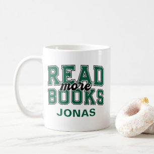 Caneca De Café Leia Mais Livros Leitor Varsity Verde Livros