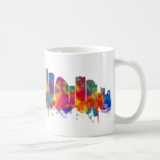 Caneca De Café Leicester England Skyline (Direita)